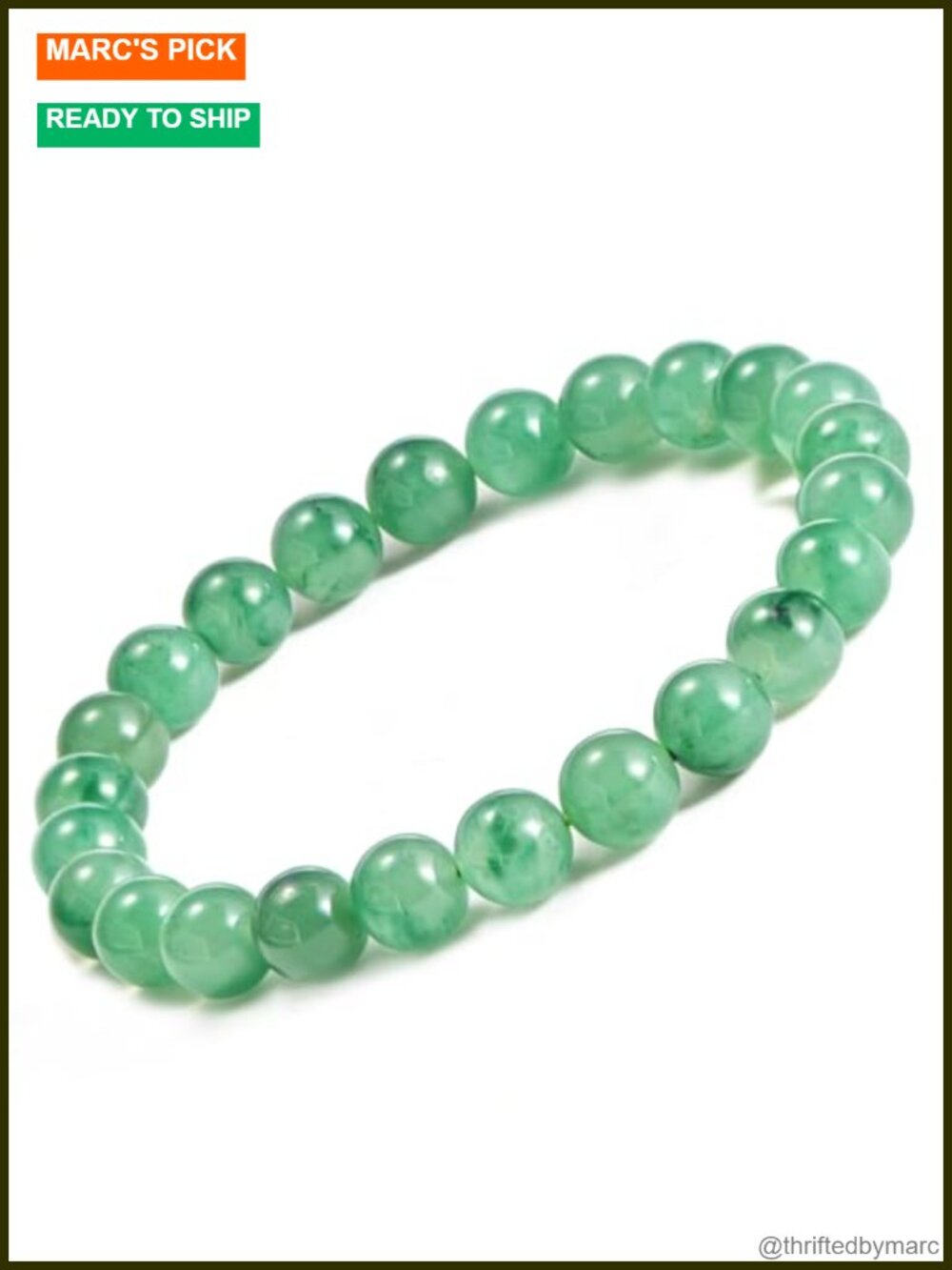 African Jade Beaded Stretch Bracelet 8mm Natural Gemstone Healing Meditation